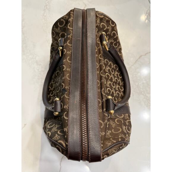 CELINE Vintage Macadam Sulky Boston Bag Brown Canvas Leather Purse | COA - Picture 8 of 16